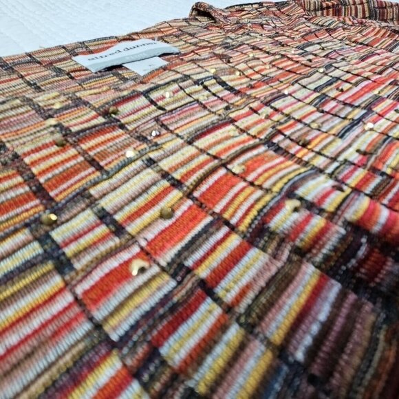 Alfred Dunner Jewel Tone Metro Boxy Tunic Women's PL Rhinestones 1/2 Sleeve EUC - Picture 3 of 14